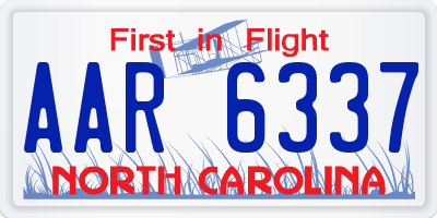 NC license plate AAR6337