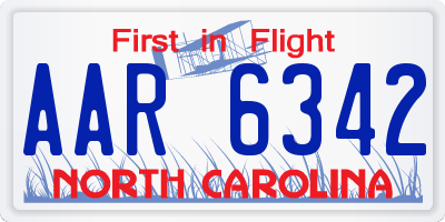 NC license plate AAR6342