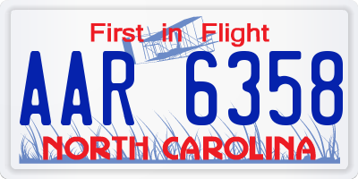 NC license plate AAR6358