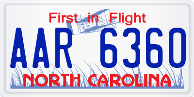 NC license plate AAR6360