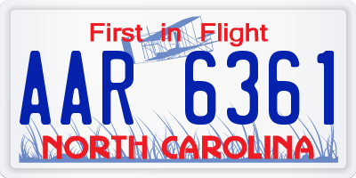 NC license plate AAR6361