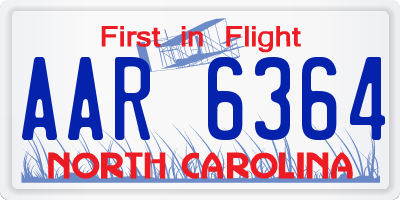NC license plate AAR6364