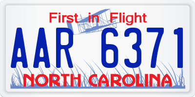 NC license plate AAR6371