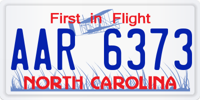 NC license plate AAR6373