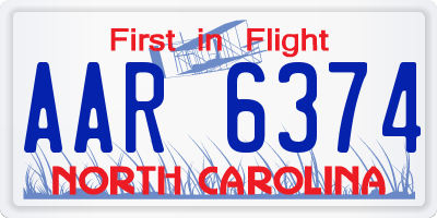 NC license plate AAR6374