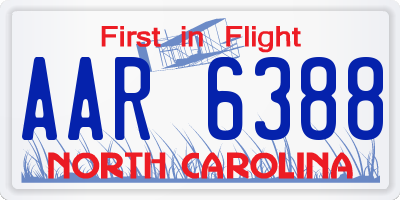 NC license plate AAR6388