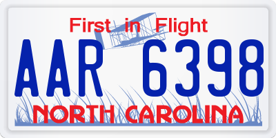 NC license plate AAR6398