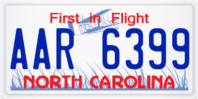 NC license plate AAR6399