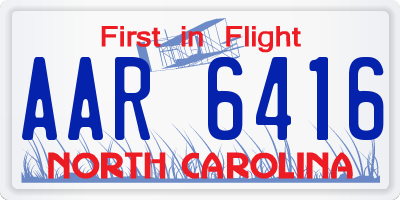 NC license plate AAR6416