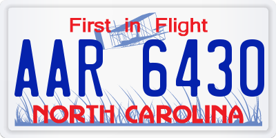 NC license plate AAR6430
