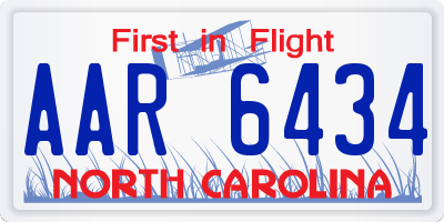 NC license plate AAR6434
