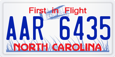 NC license plate AAR6435