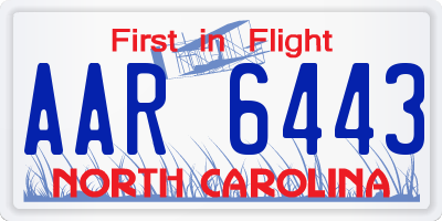 NC license plate AAR6443