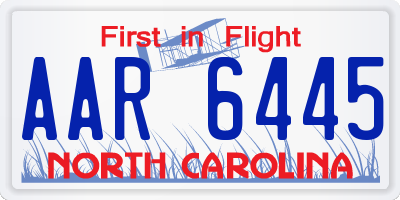 NC license plate AAR6445