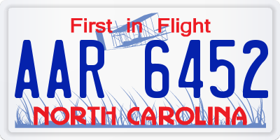 NC license plate AAR6452