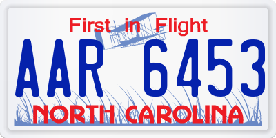 NC license plate AAR6453