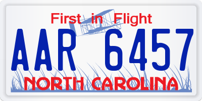 NC license plate AAR6457