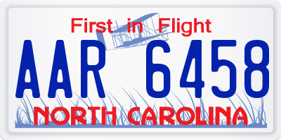 NC license plate AAR6458