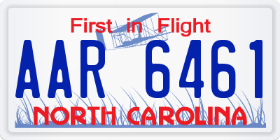 NC license plate AAR6461