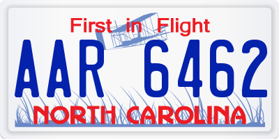 NC license plate AAR6462