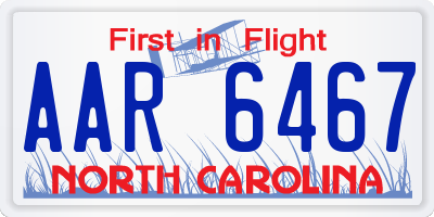 NC license plate AAR6467