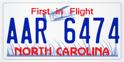 NC license plate AAR6474