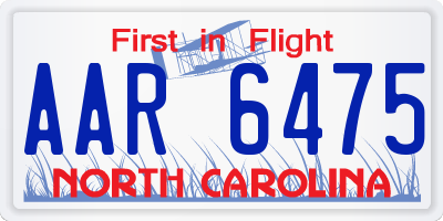 NC license plate AAR6475