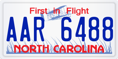 NC license plate AAR6488