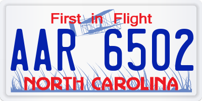 NC license plate AAR6502