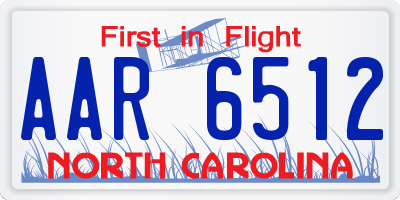 NC license plate AAR6512