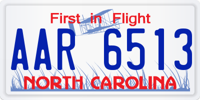 NC license plate AAR6513