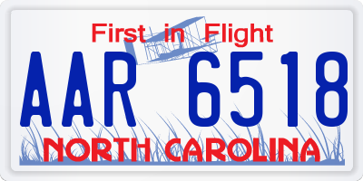 NC license plate AAR6518