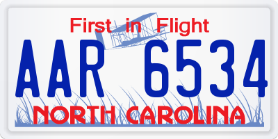 NC license plate AAR6534