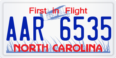 NC license plate AAR6535