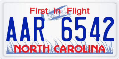 NC license plate AAR6542
