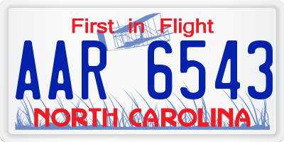 NC license plate AAR6543