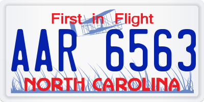 NC license plate AAR6563