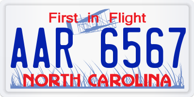 NC license plate AAR6567