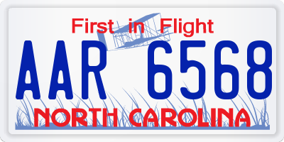 NC license plate AAR6568