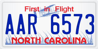 NC license plate AAR6573