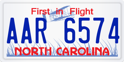 NC license plate AAR6574