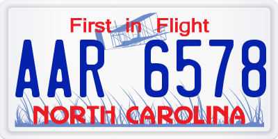 NC license plate AAR6578