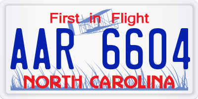 NC license plate AAR6604