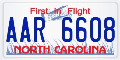 NC license plate AAR6608