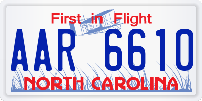NC license plate AAR6610