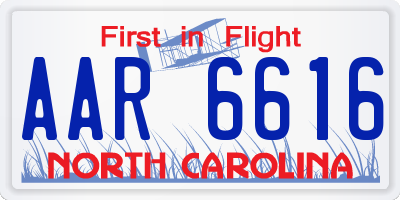 NC license plate AAR6616
