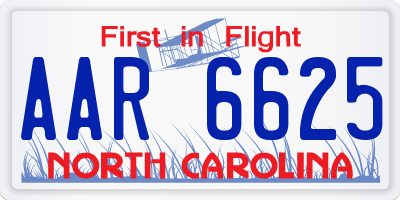 NC license plate AAR6625