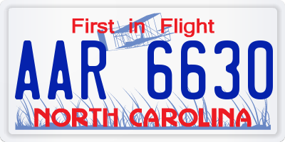 NC license plate AAR6630