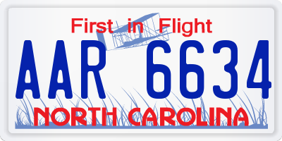 NC license plate AAR6634