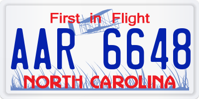NC license plate AAR6648